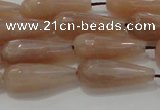 CTR95 15.5 inches 8*20mm faceted teardrop moonstone gemstone beads