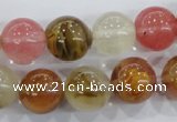 CTS06 15.5 inches 14mm round tigerskin glass beads wholesale