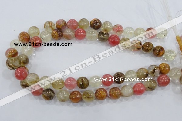 CTS06 15.5 inches 14mm round tigerskin glass beads wholesale