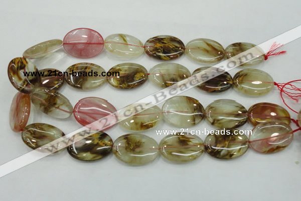 CTS51 15.5 inches 22*30mm oval tigerskin glass beads wholesale