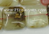 CTS53 15.5 inches 25*25mm square tigerskin glass beads wholesale