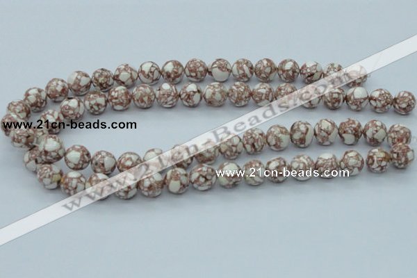 CTU106 16 inches 12mm round dyed flower turquoise beads wholesale