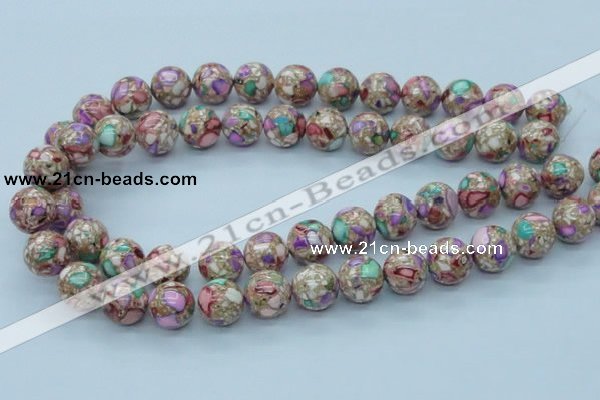 CTU107 16 inches 14mm round dyed flower turquoise beads wholesale