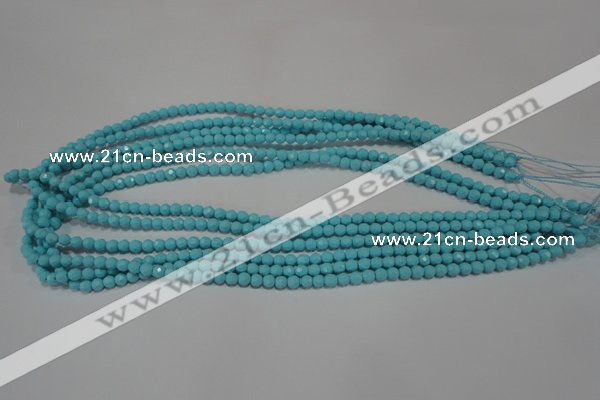 CTU1220 15.5 inches 4mm faceted round synthetic turquoise beads