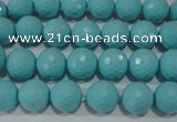 CTU1221 15.5 inches 6mm faceted round synthetic turquoise beads