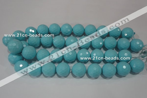 CTU1221 15.5 inches 6mm faceted round synthetic turquoise beads