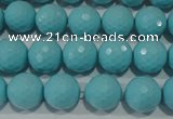 CTU1222 15.5 inches 8mm faceted round synthetic turquoise beads