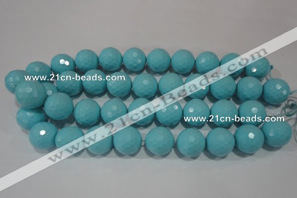 CTU1225 15.5 inches 14mm faceted round synthetic turquoise beads