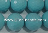 CTU1228 15.5 inches 20mm faceted round synthetic turquoise beads