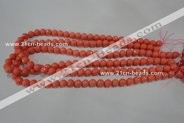 CTU1323 15.5 inches 8mm faceted round synthetic turquoise beads