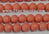 CTU1324 15.5 inches 10mm faceted round synthetic turquoise beads