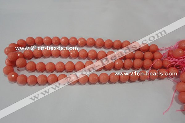 CTU1325 15.5 inches 12mm faceted round synthetic turquoise beads