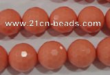 CTU1326 15.5 inches 14mm faceted round synthetic turquoise beads