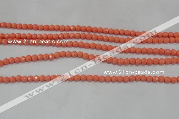 CTU1330 15.5 inches 2mm faceted round synthetic turquoise beads