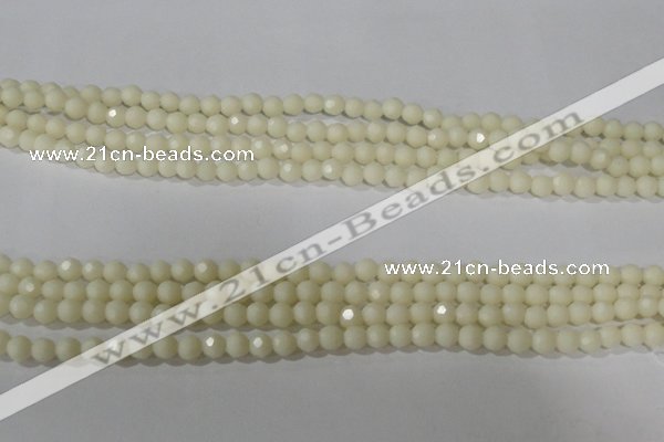 CTU1440 15.5 inches 4mm faceted round synthetic turquoise beads