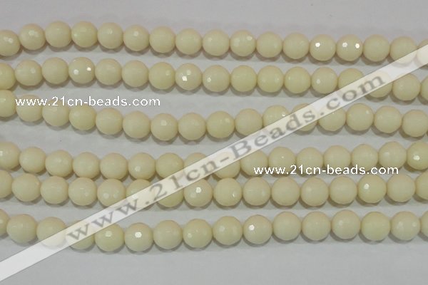 CTU1445 15.5 inches 12mm faceted round synthetic turquoise beads