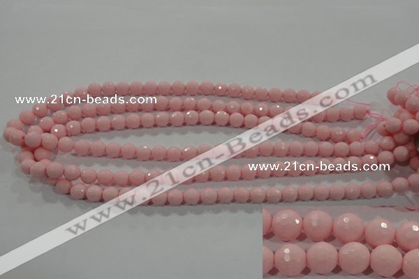 CTU1513 15.5 inches 8mm faceted round synthetic turquoise beads