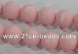 CTU1515 15.5 inches 12mm faceted round synthetic turquoise beads