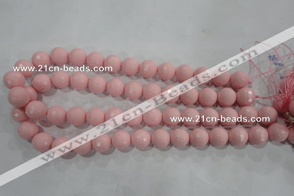 CTU1516 15.5 inches 14mm faceted round synthetic turquoise beads