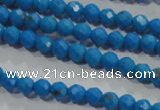 CTU1630 15.5 inches 4mm faceted round synthetic turquoise beads