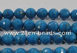 CTU1632 15.5 inches 8mm faceted round synthetic turquoise beads