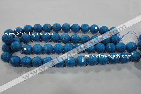 CTU1632 15.5 inches 8mm faceted round synthetic turquoise beads