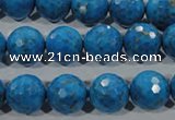 CTU1636 15.5 inches 16mm faceted round synthetic turquoise beads