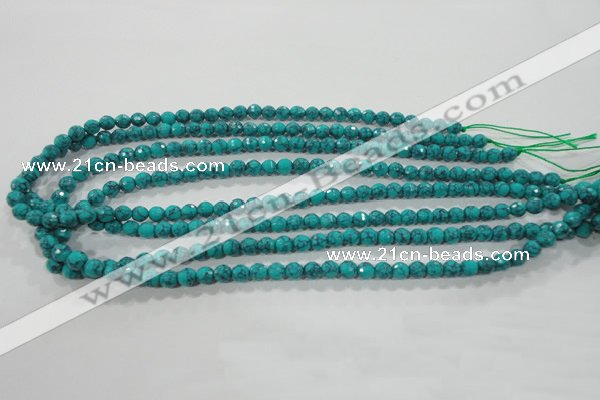 CTU1682 15.5 inches 6mm faceted round synthetic turquoise beads