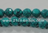 CTU1684 15.5 inches 10mm faceted round synthetic turquoise beads