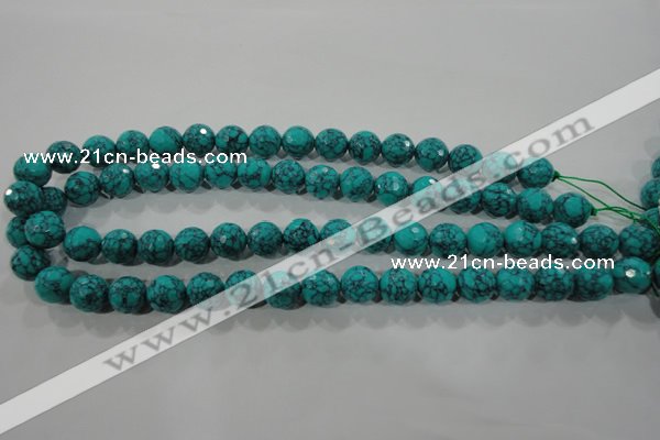 CTU1684 15.5 inches 10mm faceted round synthetic turquoise beads