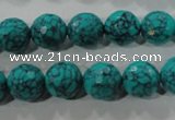 CTU1685 15.5 inches 12mm faceted round synthetic turquoise beads