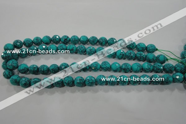 CTU1685 15.5 inches 12mm faceted round synthetic turquoise beads