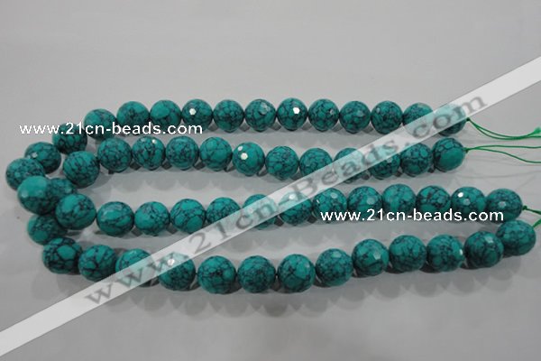 CTU1686 15.5 inches 14mm faceted round synthetic turquoise beads