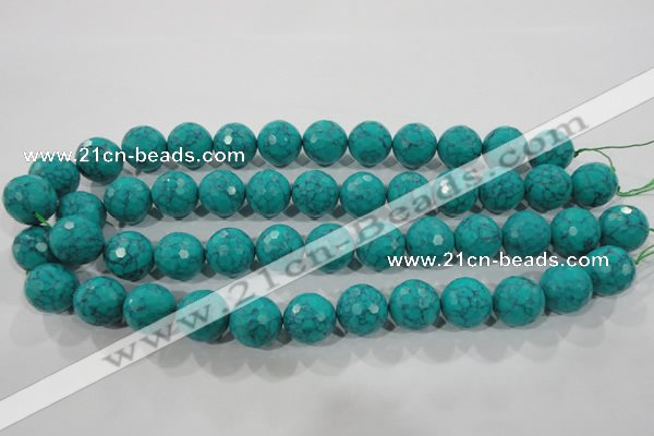 CTU1687 15.5 inches 16mm faceted round synthetic turquoise beads