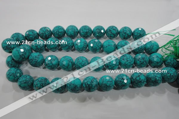 CTU1689 15.5 inches 20mm faceted round synthetic turquoise beads