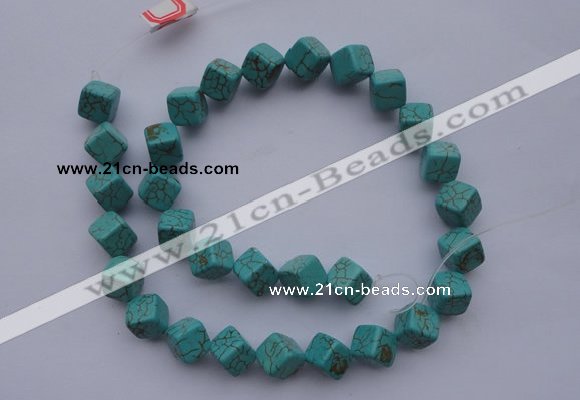 CTU18 15.5 inches 10*10mm cublc blue turquoise strand beads Wholesale