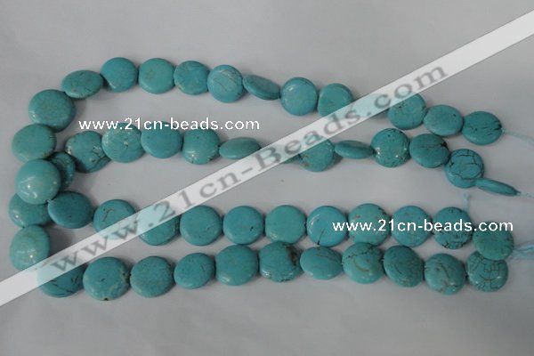 CTU1884 15.5 inches 16mm flat round imitation turquoise beads