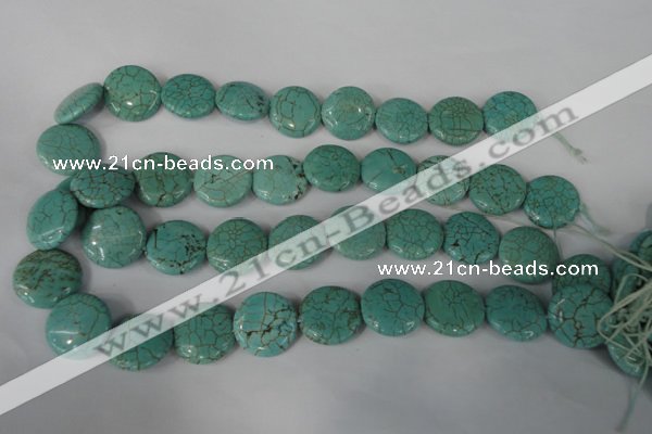 CTU1886 15.5 inches 20mm flat round imitation turquoise beads