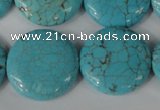 CTU1888 15.5 inches 25mm flat round imitation turquoise beads