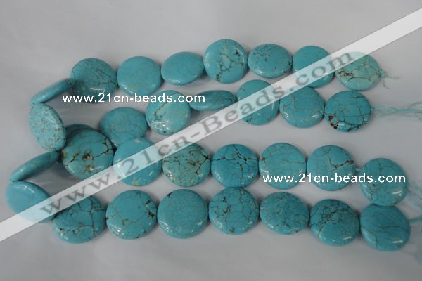 CTU1888 15.5 inches 25mm flat round imitation turquoise beads