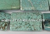 CTU1926 15.5 inches 22*32mm flat tube imitation turquoise beads