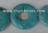 CTU1930 15.5 inches 35mm donut imitation turquoise beads