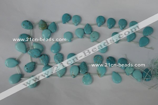 CTU1935 Top-drilled 13*18mm flat teardrop imitation turquoise beads