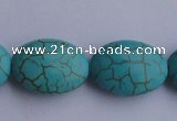 CTU23 15.5 inches 25*35mm oval blue turquoise strand beads Wholesale