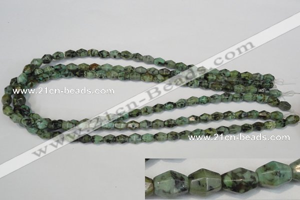 CTU2466 15.5 inches 7*8mm faceted rice African turquoise beads wholesale