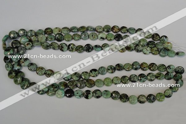 CTU2474 15.5 inches 10mm flat round African turquoise beads wholesale