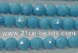 CTU2591 15.5 inches 6mm faceted round synthetic turquoise beads