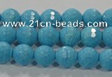 CTU2592 15.5 inches 8mm faceted round synthetic turquoise beads