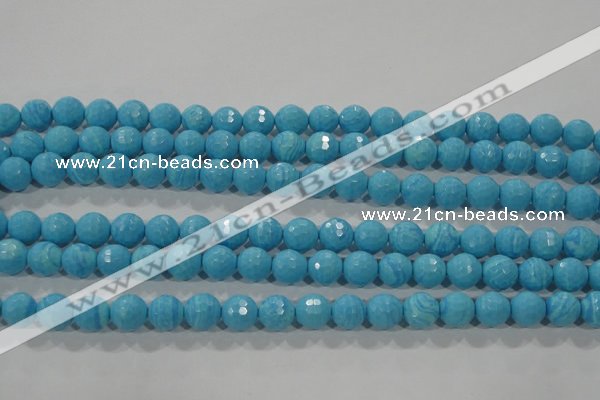 CTU2592 15.5 inches 8mm faceted round synthetic turquoise beads