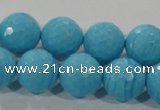 CTU2594 15.5 inches 12mm faceted round synthetic turquoise beads